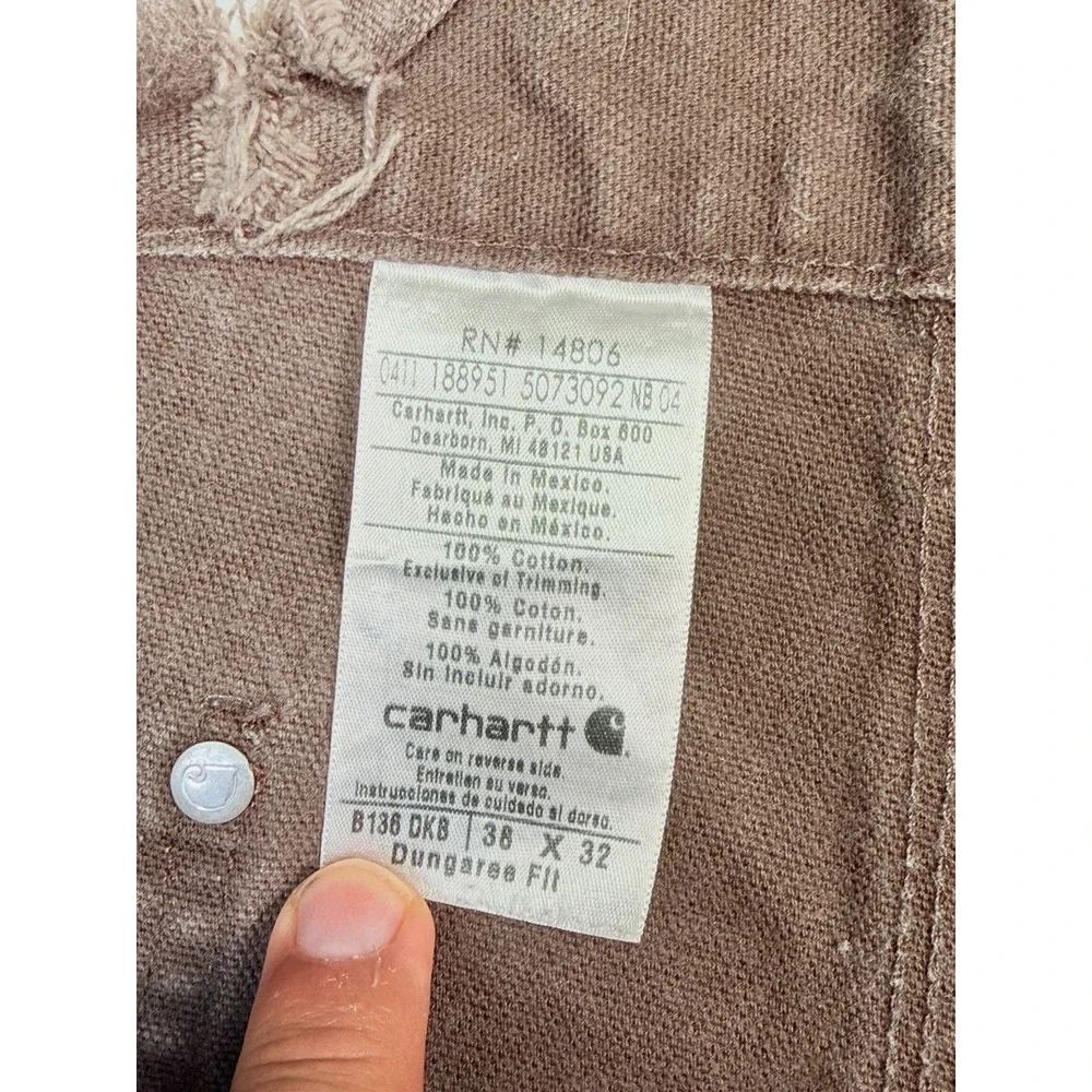 Vintage Carhartt B136 DKB Double Knee Dungaree Pants 38X32  Faded & Distressed